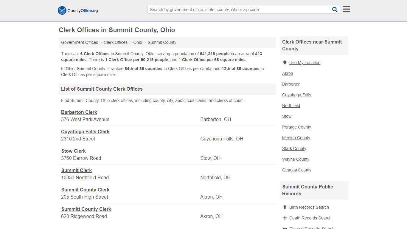 Clerk Offices - Summit County, OH (County & Court Records)